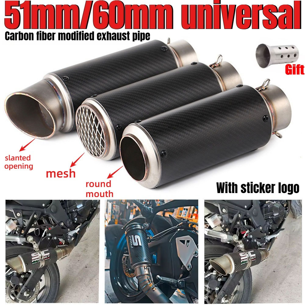 Exhaust Muffler Stainless Steel Universal - 유니버설 51mm/60mm 개조형 SC 오토바이 배기