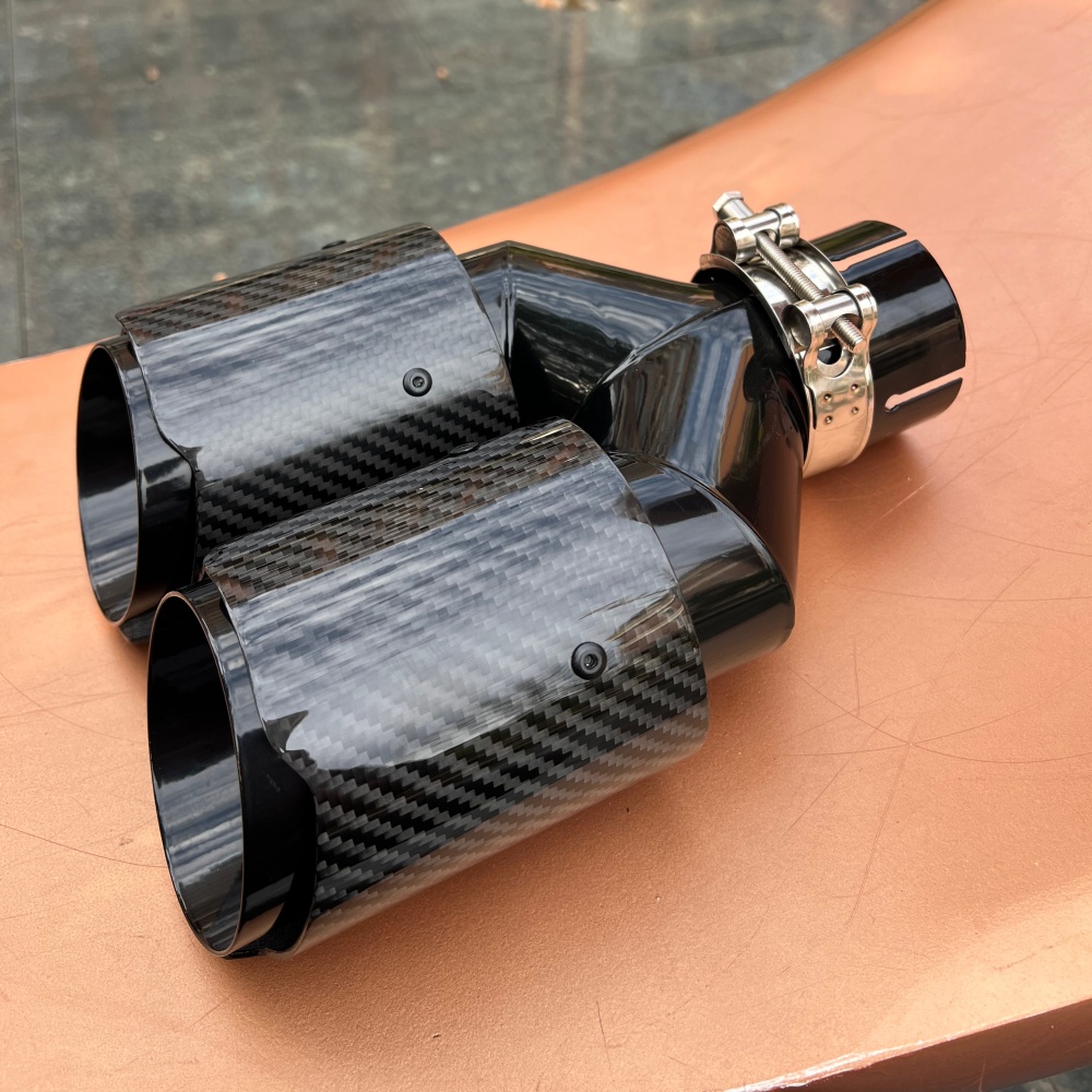 Exhaust Tips Dual Outlet Carbon Fiber 63Mm - 2.5인치 흡입구, 3.5인치 배출구, 탄소 섬유