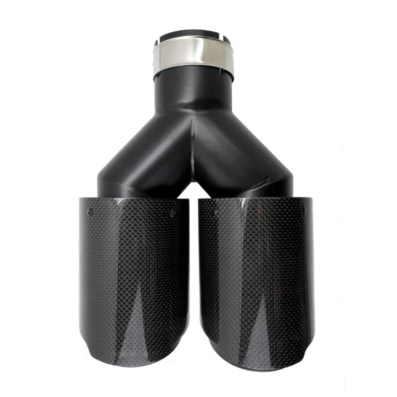 Exhaust Tips Dual Outlet Carbon Fiber 63Mm - Y형 듀얼 배기 팁 63mm 입구