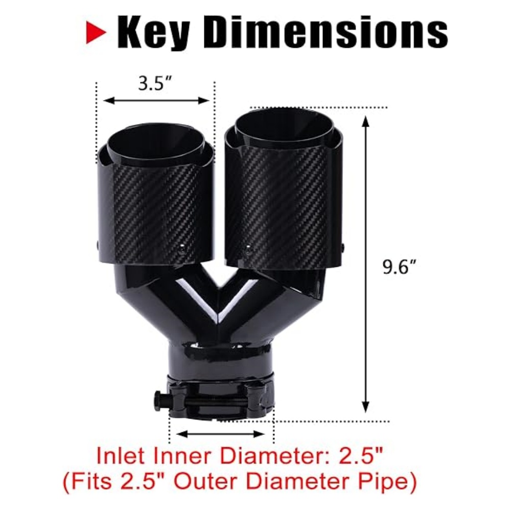카본 섬유 소재의 듀얼 배기구, 2.5인치 흡입구, 3 - Exhaust Tips Dual Outlet Carbon Fiber 63Mm 리뷰 및 가격