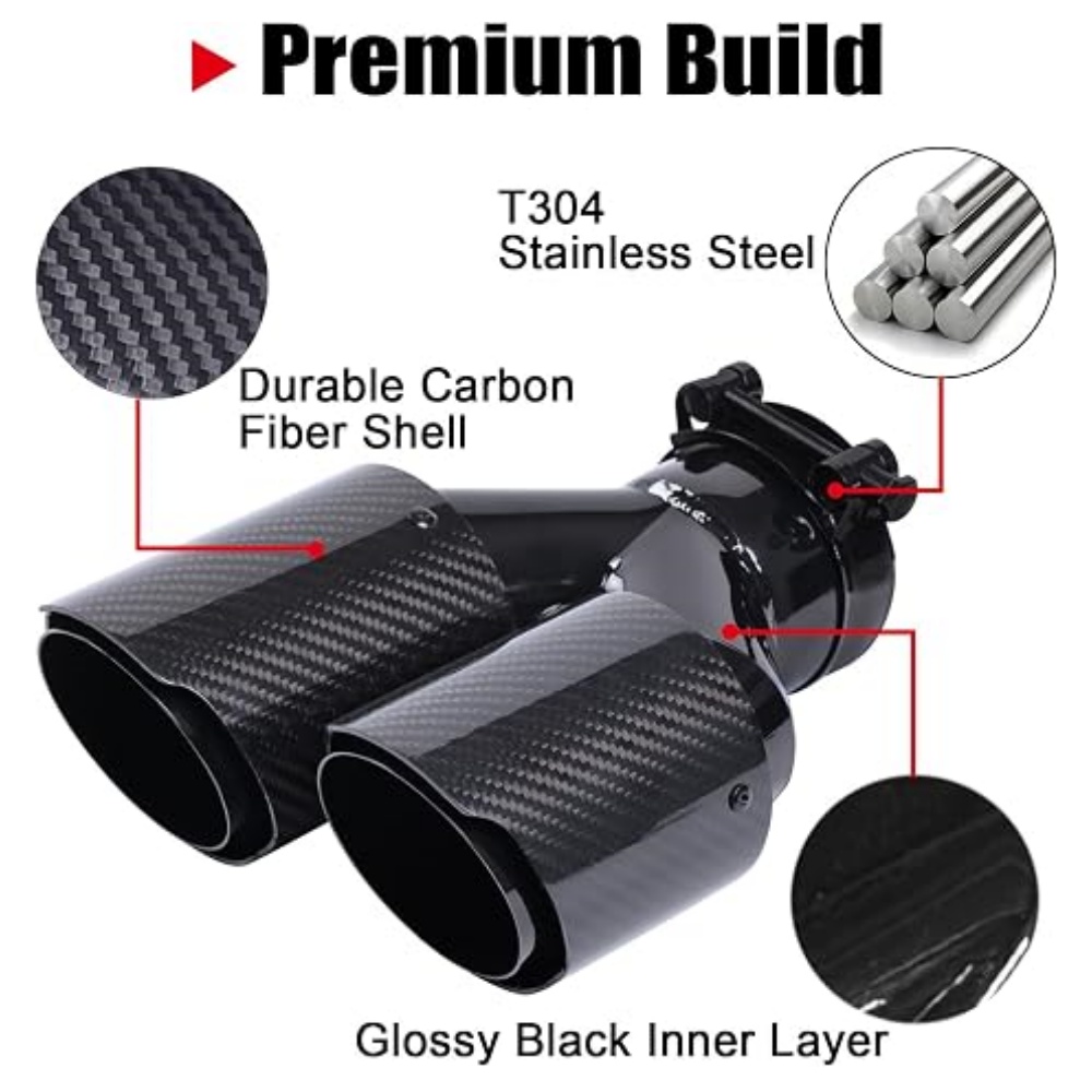 카본 섬유 소재의 듀얼 배기구, 2.5인치 흡입구, 3 - Exhaust Tips Dual Outlet Carbon Fiber 63Mm 리뷰 및 가격