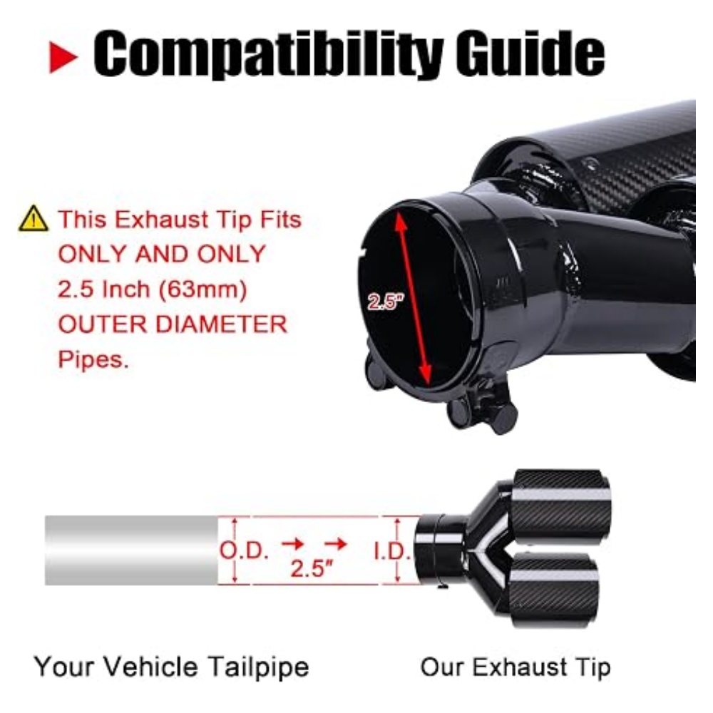 카본 섬유 소재의 듀얼 배기구, 2.5인치 흡입구, 3 - Exhaust Tips Dual Outlet Carbon Fiber 63Mm 리뷰 및 가격