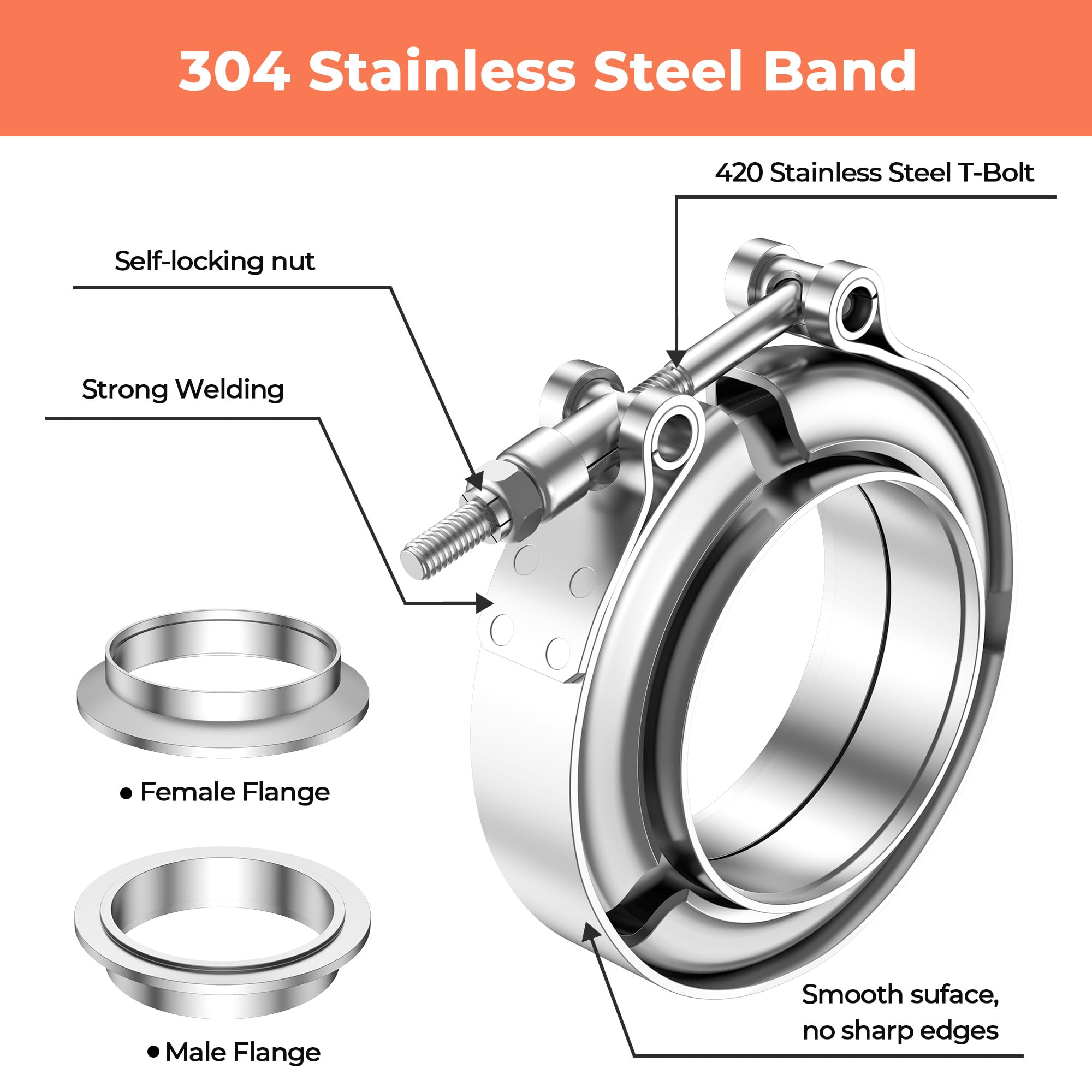 남성 여성 플랜지 키트가있는 V 밴드 클램프 304 스 - Exhaust V Band Clamp Flange Kit Stainless 리뷰 및 가격