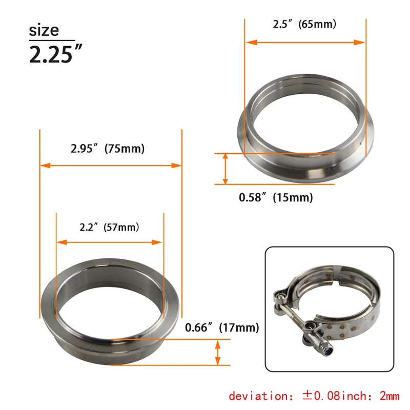 57mm 터보 배기 다운파이프 키트 2.25