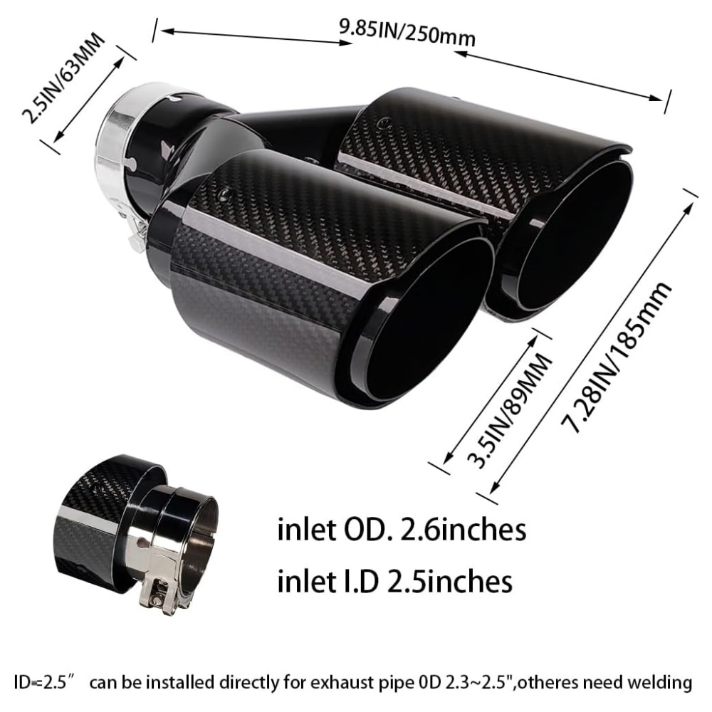 카본 섬유 소재의 Y자형 듀얼 배기구, 2.5인치 흡입 - Exhaust Tips Dual Outlet Carbon Fiber 63Mm 리뷰 및 가격