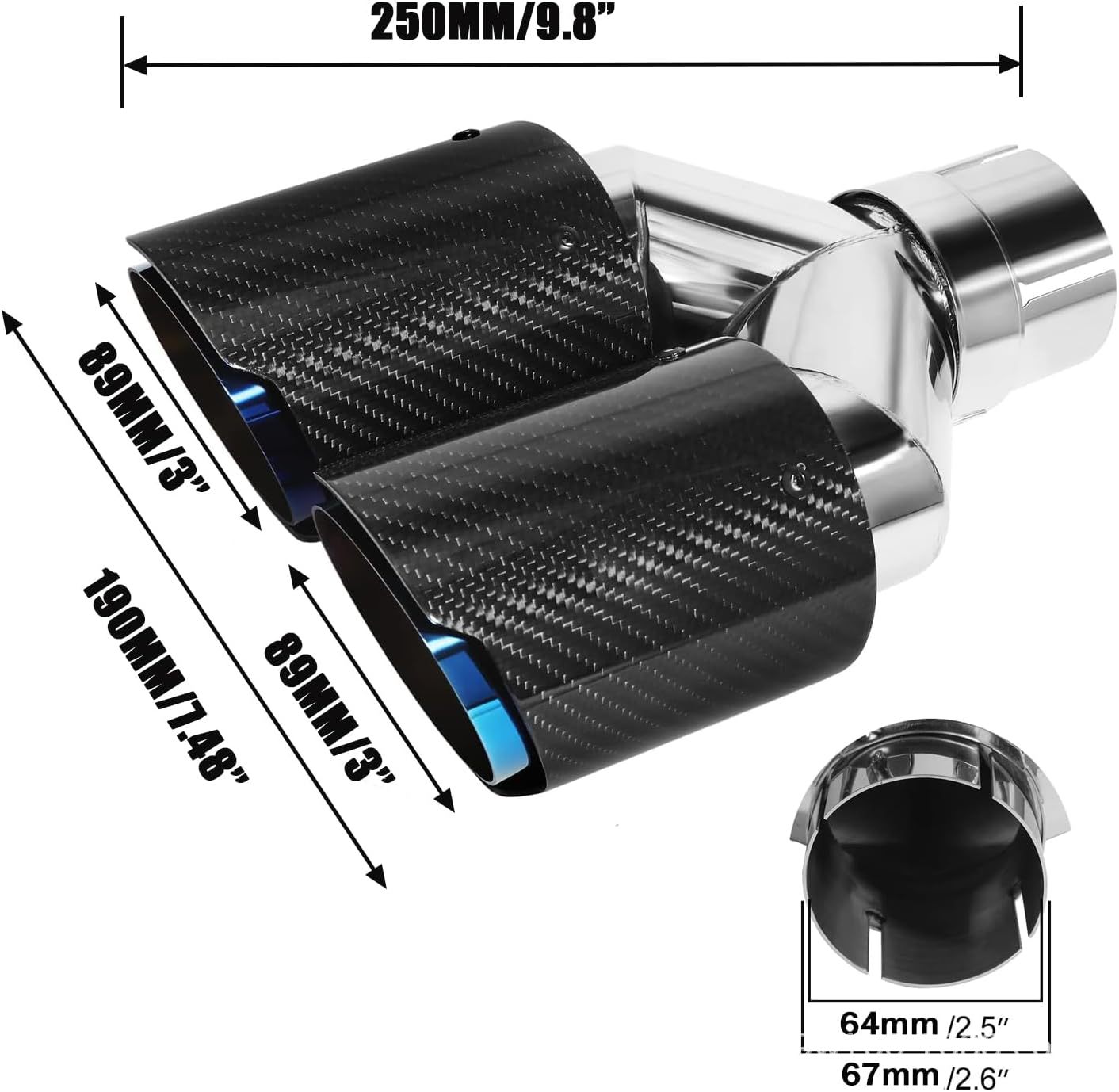 자동차 배기 시스템 Y형 테일파이프 트윈 아웃렛 직경  - Exhaust Tips Dual Outlet Carbon Fiber 63Mm 리뷰 및 가격